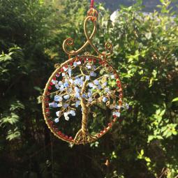 Petit arbre de vie-fil de laiton recuit, perles de rocaille et selenite-vendu