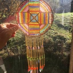 Moblie multicolore-perles de verre et rocaille, fil de cuivre verni, fil de nylon-environ 45 cm-145 euros