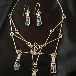 Parure balancier-perles de verre, cuivre argenté-45 euros-envoi possible