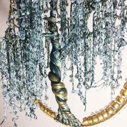 Saule pleureur. Laiton, cuivre, nylon, perles de christal et verre-700 euros