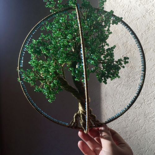 Mobile arbre de vie-fil de laiton, perles de rocaille-950 euros