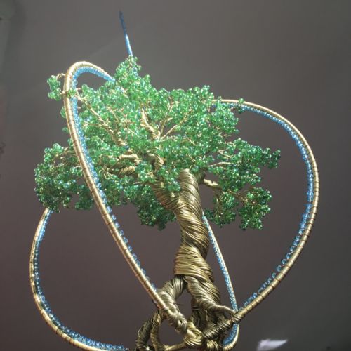 Mobile arbre de vie-fil de laiton, perles de rocaille-950 euros