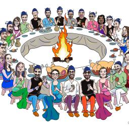 Caricatures des membres du personnel type buffet astérix