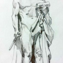 croquis d'une sculpture-crayon de papier