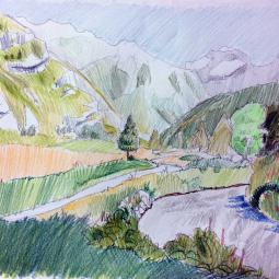 croquis crayons de couleurs